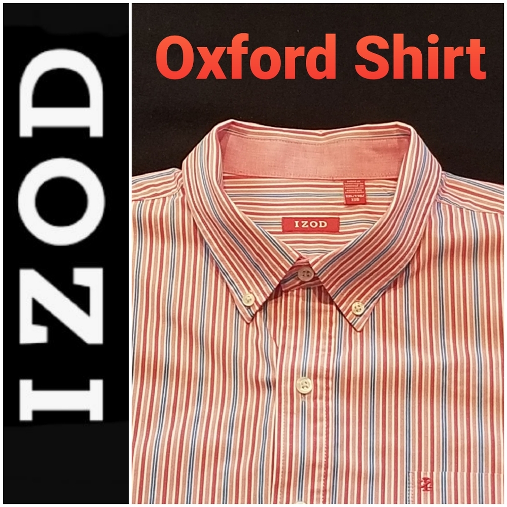 Izod Pink/Blue/White XXL Oxford Shirt in EUC